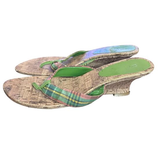 Bakers heeled sandals green and multicolored plaid size 8 1/2 - Picture 5 of 9